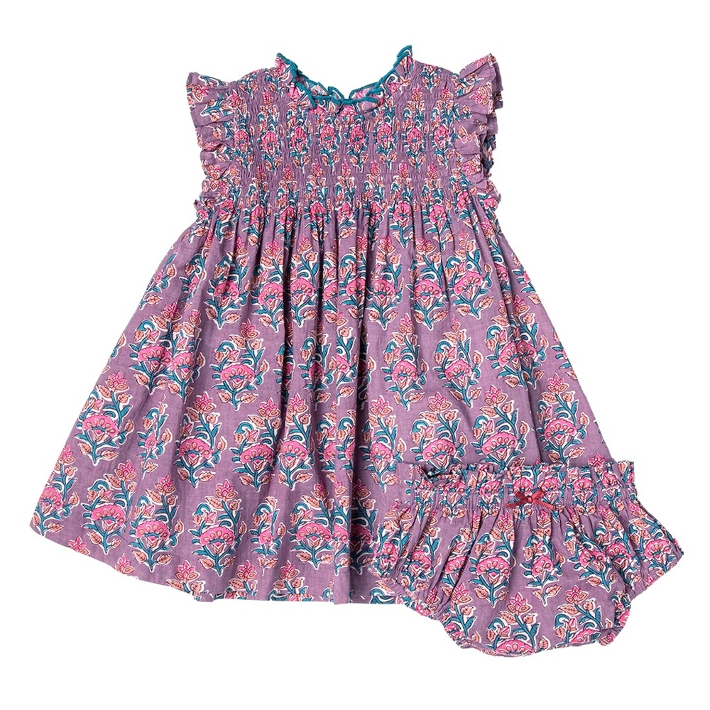 Baby Girls Stevie Dress Set - Lavender Posey Block Print 18-24 month